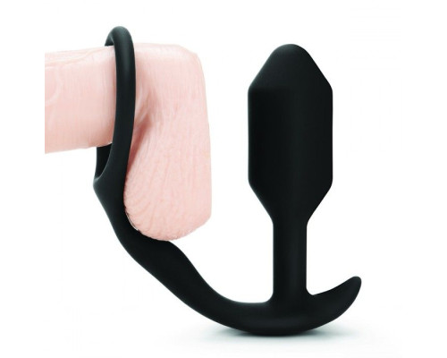 Черное эрекционное кольцо с анальным плагом Snug   Tug