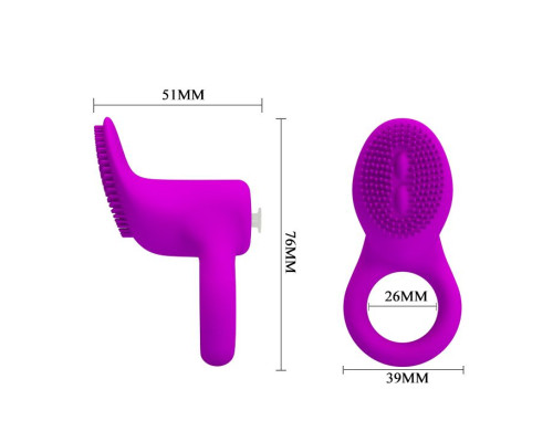 Лиловое эрекционное виброкольцо со стимулятором клитора Cobra