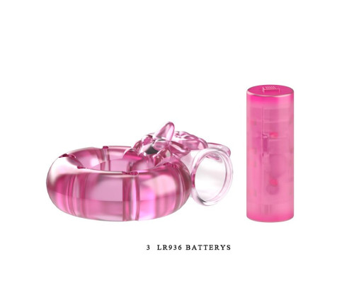 Розовое эрекционное виброкольцо с кошкой на вибропуле