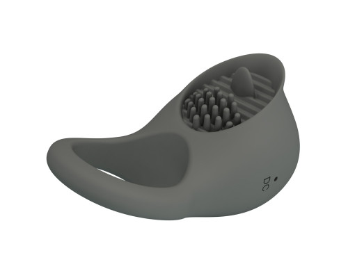 Серое эрекционное виброкольцо со стимуляцией клитора