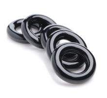 Комплект из 5 черных эрекционных колец для мошонки Ring Master Custom Ball Stretcher Kit