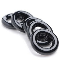 Комплект из 5 черных эрекционных колец для мошонки Ring Master Custom Ball Stretcher Kit