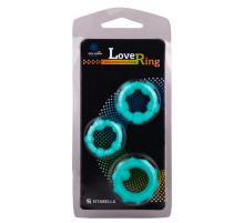 Набор из 3 бирюзовых рельефных эрекционных колец