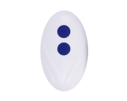 Синее эрекционное виброкольцо с клиторальной подушечкой и пультом ДУ Adjustable Fun Ring