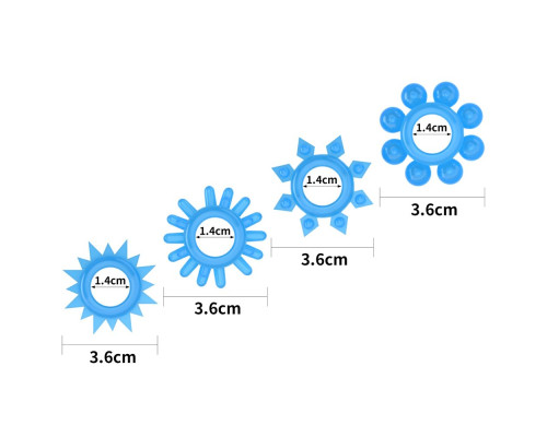 Набор из 4 голубых, светящихся в темноте эрекционных колец Lumino Play