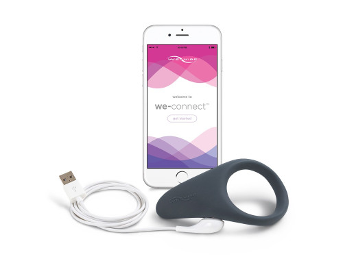 Чёрное эрекционное виброкольцо We-vibe Verge