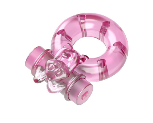 Розовое эрекционное виброкольцо с кошкой на вибропуле