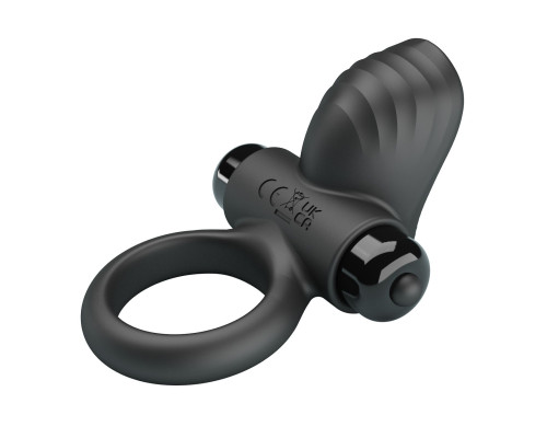 Черное эрекционное кольцо с вибрацией Adrien
