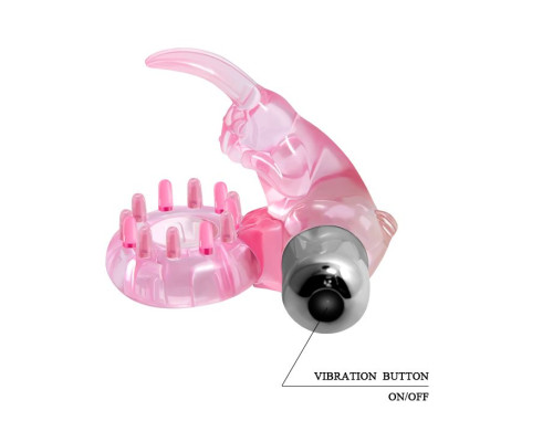 Эрекционное розовое виброкольцо с клиторальным зайчиком