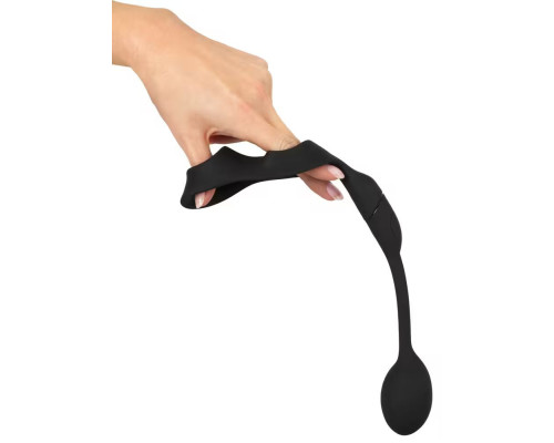 Черное виброкольцо с анальной пробкой Cock Ring with RC Butt Plug