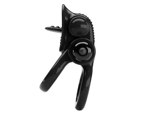 Черное эрекционное кольцо с подхватом мошонки и стимулятором клитора Passionate Ring