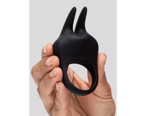 Черное эрекционное виброкольцо Sensation Rechargeable Vibrating Rabbit Love Ring
