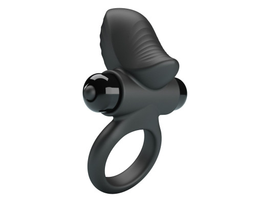 Черное эрекционное кольцо с вибрацией Adrien