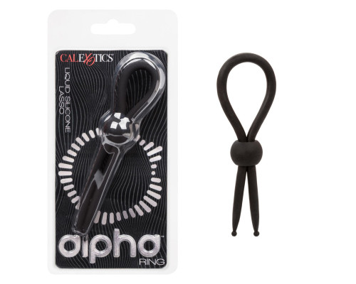 Черное эрекционное лассо на пенис Liquid Silicone Lasso