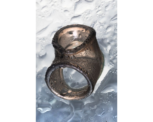 Дымчатое эрекционное кольцо с фиксацией мошонки