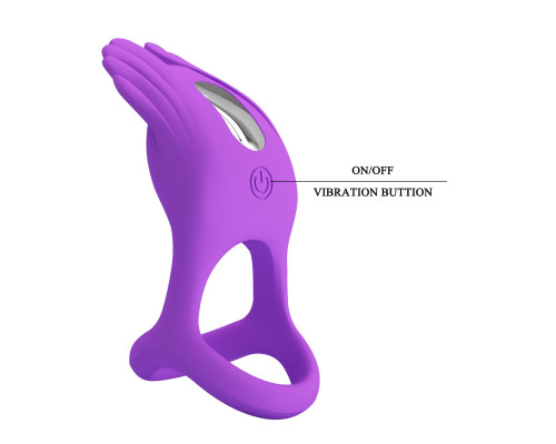 Фиолетовое перезаряжаемое виброкольцо на пенис Silas