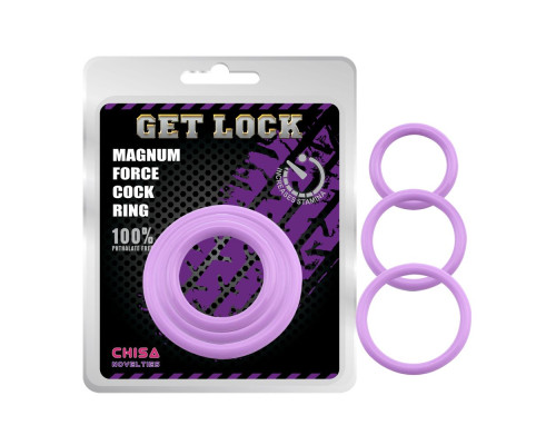 Набор из 3 сиреневых эрекционных колец Magnum Force Cock Ring