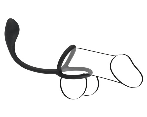 Эрекционное кольцо с утяжкой на мошонку и анальным плаг Black Velvets