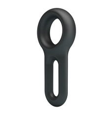 Черное эрекционное кольцо Oniel с петлёй для мошонки