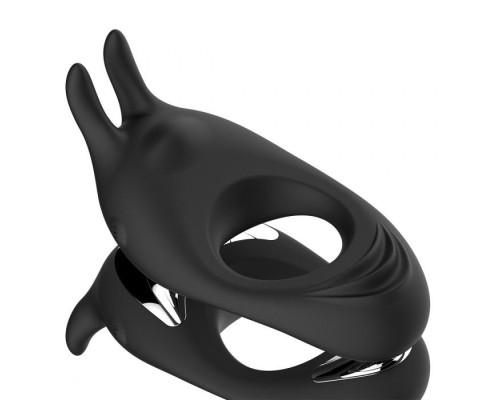 Черное эрекционное кольцо с двумя моторами Zeus Dual Vibe Cock Ring