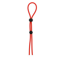 Красное лассо на пенис с двумя бусинами STRETCHY LASSO CAGE