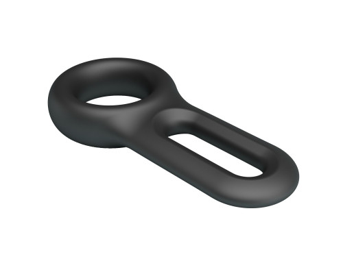 Черное эрекционное кольцо Oniel с петлёй для мошонки