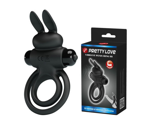 Черное эрекционное кольцо с вибростимуляцией клитора Vibrant Penis Ring III