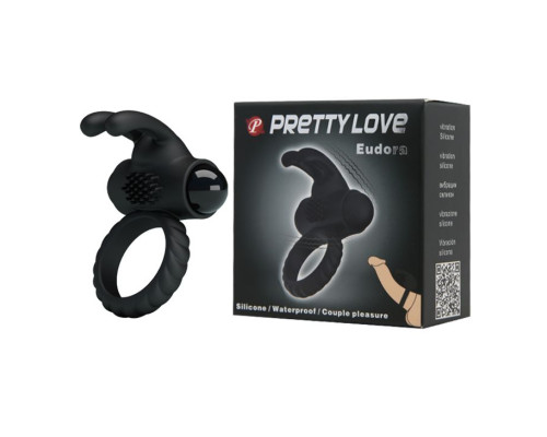 Эрекционное кольцо с клиторальным виброзайцем Eudora