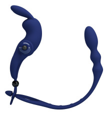 Синее эрекционное виброкольцо со съемным анальным хвостом