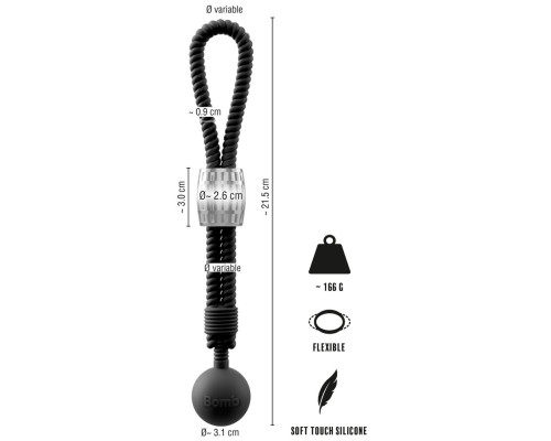 Черное эрекционное лассо с шариком-утяжелителем Heavy Rope