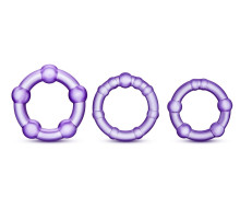 Набор из 3 фиолетовых эрекционных колец Stay Hard Beaded Cockrings