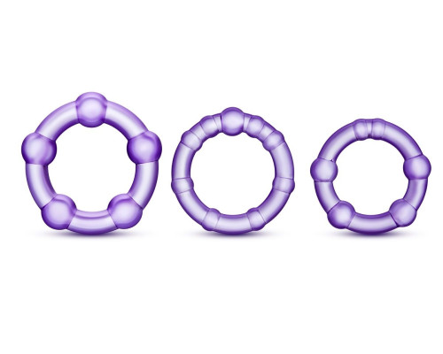 Набор из 3 фиолетовых эрекционных колец Stay Hard Beaded Cockrings