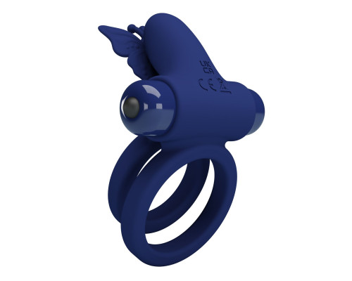 Синее эрекционное кольцо с вибростимуляцией клитора
