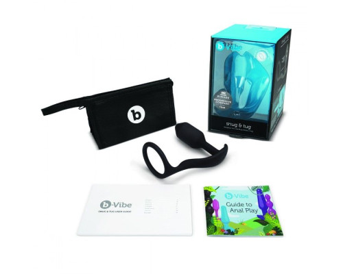 Черное эрекционное кольцо с анальным плагом Snug   Tug