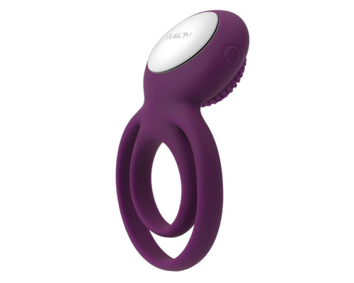 Фиолетовое эрекционное виброкольцо Tammy с подхватом мошонки