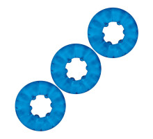 Комплект из трех голубых эрекционных колец 3-Pack Ribbed Rider Cock Ring Set