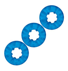 Комплект из трех голубых эрекционных колец 3-Pack Ribbed Rider Cock Ring Set