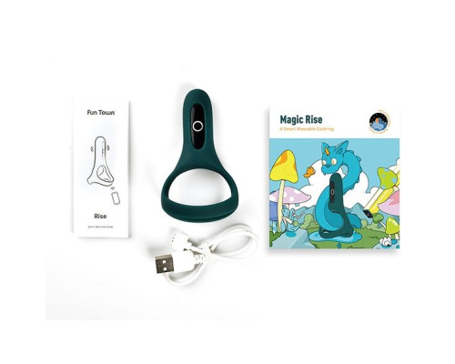 Изумрудное виброкольцо Magic Motion Rise с подхватом мошонки