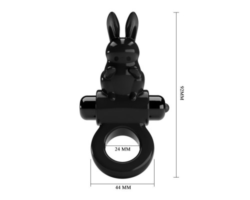 Черное эрекционное кольцо со стимулятором клитора в виде кролика Exciting ring