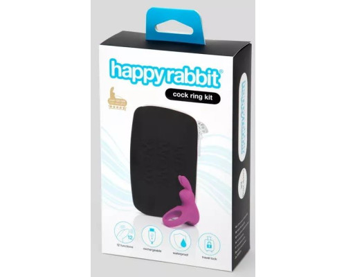 Фиолетовое эрекционное виброкольцо Happy Rabbit Cock Ring Kit