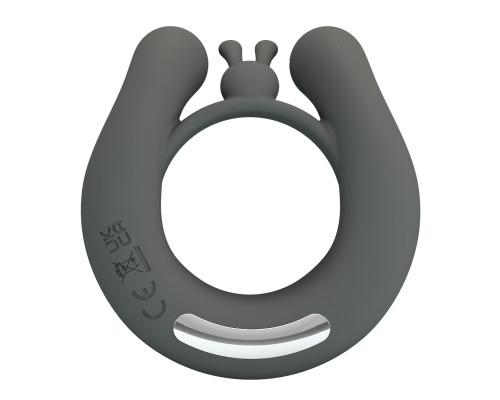 Серое эрекционное кольцо Dahlia с 2 стимулирующими щеточками