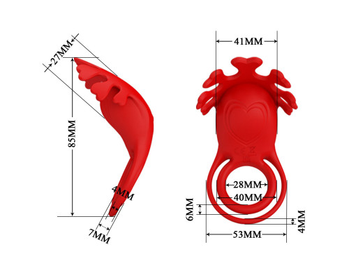 Красное эрекционное кольцо с вибрацией Ruben