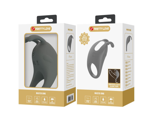 Серое эрекционное кольцо с вибрацией Master Ring