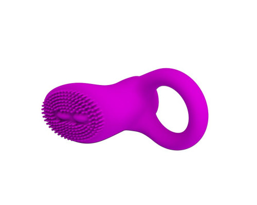 Лиловое эрекционное виброкольцо со стимулятором клитора Cobra