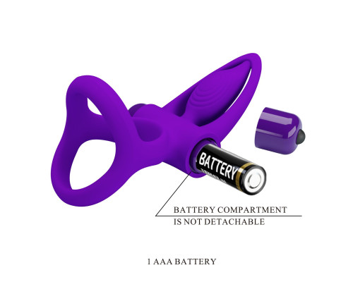 Фиолетовое эрекционное кольцо с 10 режимами вибрации и подхватом мошонки