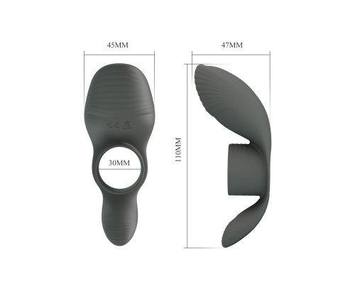 Серое кольцо на пенис с вибрацией