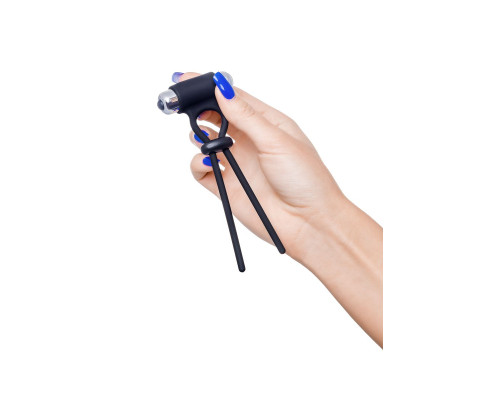 Черное эрекционное лассо на пенис Jat