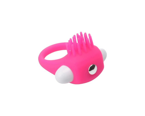 Розовое эрекционное кольцо с щеточкой LIT-UP SILICONE STIMU RING 5