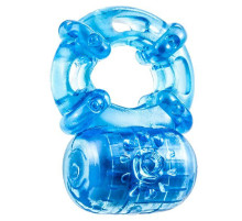 Голубое эрекционное виброкольцо Reusable 5 Function Cock Ring