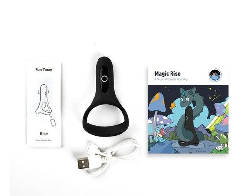 Черное виброкольцо Magic Motion Rise с подхватом мошонки